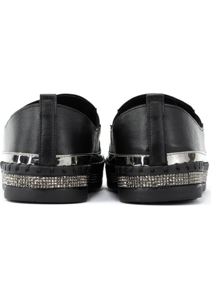 Kadın Bağcıksız Kauçuk Taban Comfort Taş Yıldızı Modelli Tam Kalıp Ortopedik Deri Klasik Anne Ayakkabı fiyatları