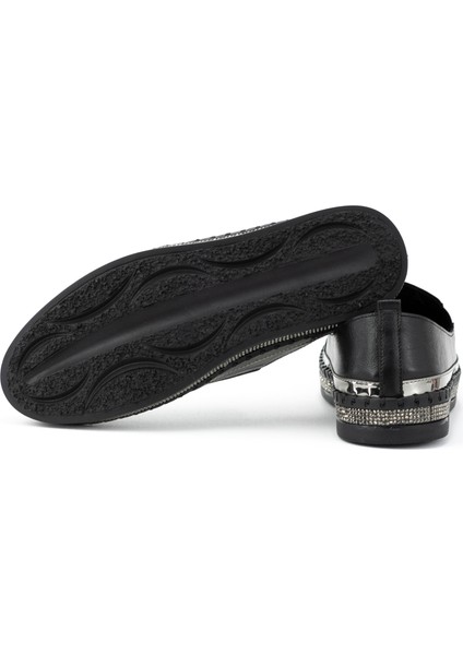 Kadın Bağcıksız Kauçuk Taban Comfort Taş Yıldızı Modelli Tam Kalıp Ortopedik Deri Klasik Anne Ayakkabı fırsatları