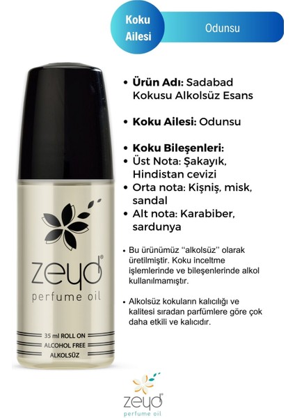 Sadabad Kokulu Alkolsüz Esans 35 ml Parfüm Esansı Roll-on Edp Cep Parfüm Esansiyel Yağ