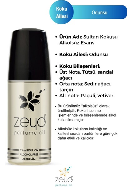 Sultan Kokulu Alkolsüz Esans 35 ml Parfüm Esansı Roll-on Edp Cep Parfüm Esansiyel Yağ