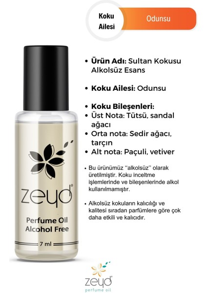 Sultan Kokulu Alkolsüz Esans 7 ml Parfüm Esansı Roll-on Edp Esansiyel Yağ Zeyd