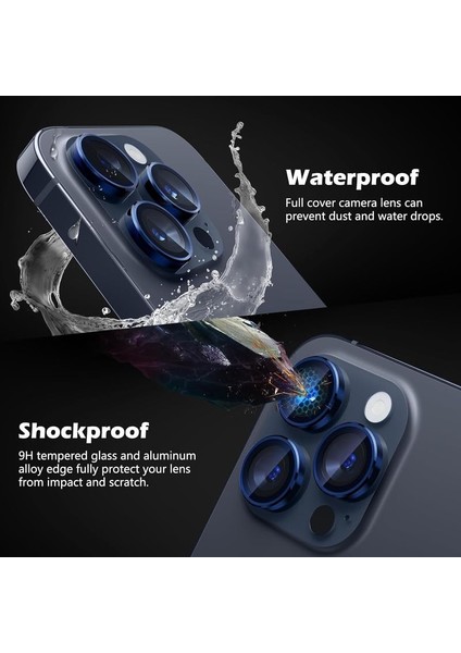 iPhone 15 Pro Max Uyumlu Kamera Lens Koruyucu Tam Kaplayan Temperli Hd Cam Kılıf Dostu Tasarım
