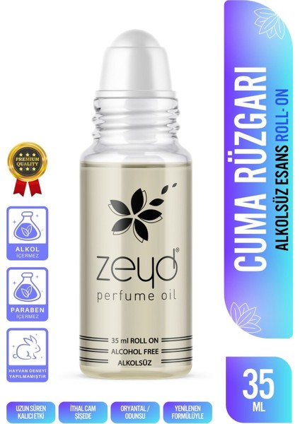 Cuma Rüzgarı Kokulu Alkolsüz Esans 35 ml Parfüm Esansı Roll-on Edp Esansiyel Yağ Zeyd