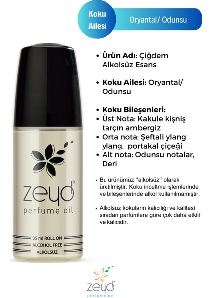 Çiğdem Kokulu Alkolsüz Esans 35 ml Parfüm Esansı Roll-on Edp Esansiyel Yağ Zeyd