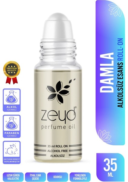 Damla Kokulu Alkolsüz Esans 35 ml Parfüm Esansı Roll-on Edp Esansiyel Yağ Zeyd