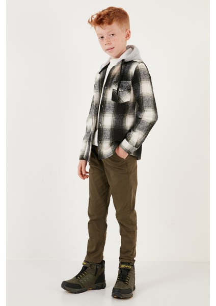 Kapüşonlu Çift Cepli Ekoseli Kışlık Oduncu Gömlek Erkek Çocuk Gömlek CF24W81780 fırsatları