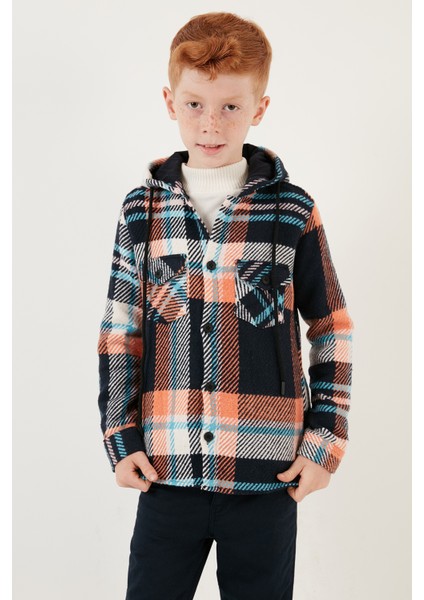 Kapüşonlu Çift Cepli Ekoseli Kışlık Oduncu Gömlek Erkek Çocuk Gömlek CF24W81781 indirimleri