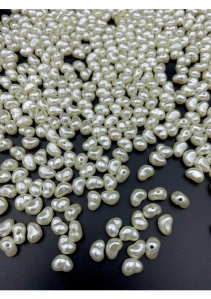 50GR Formsuz Şekilsiz Krem Renk Plastik Lüks Inci Boncuk, Yamuk Inci (250 Adet) fiyatları