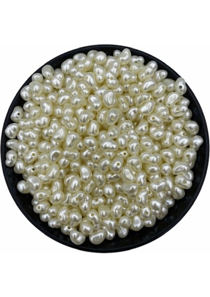 50GR Formsuz Şekilsiz Krem Renk Plastik Lüks Inci Boncuk, Yamuk Inci (250 Adet) modelleri