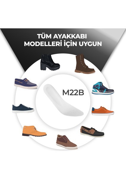 Spor Ayakkabı Tabanlığı, Günlük Memory Foam Hafızalı Sneaker Ayakkabı Tabanlık - M22 Beyaz - 35 Numara