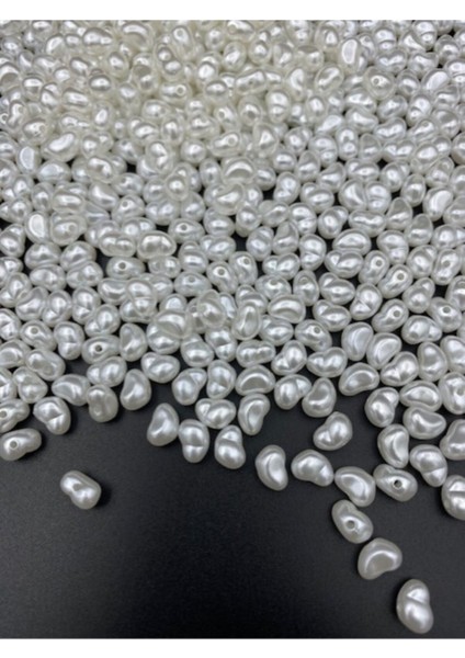 50GR Formsuz Şekilsiz Beyaz Renk Plastik Lüks Inci Boncuk, Yamuk Inci (250 Adet) fiyatları