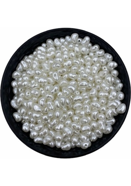 50GR Formsuz Şekilsiz Beyaz Renk Plastik Lüks Inci Boncuk, Yamuk Inci (250 Adet) modelleri