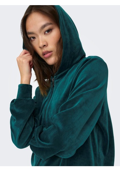 Kadın Kadife Kapüşonlu Sweatshirt - 15299670 modelleri