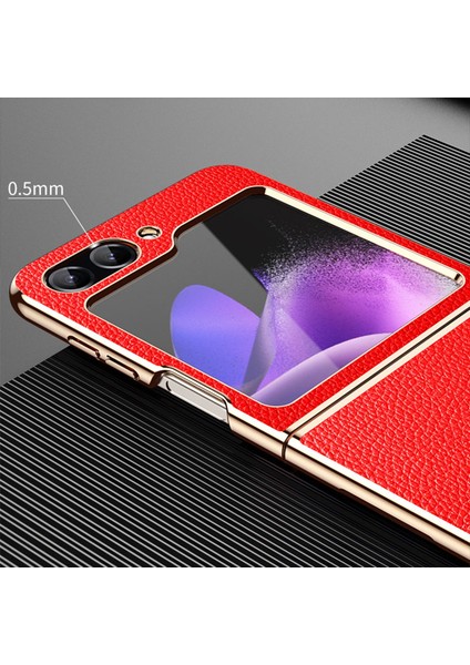 Samsung Galaxy Z Flip5 Mavi Için Elektroplat Litchi Kasası (Yurt Dışından) modelleri