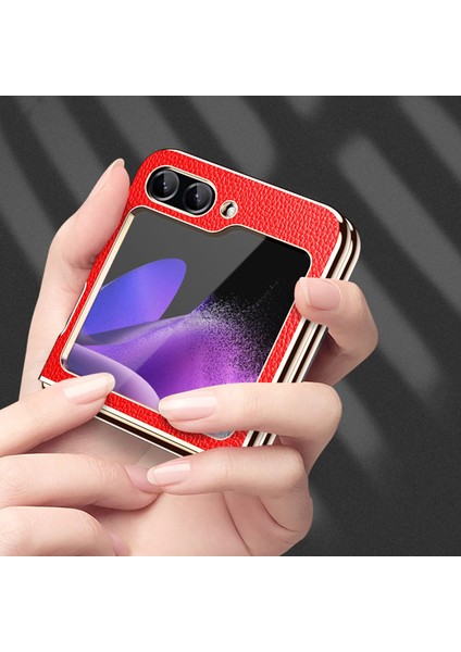 Samsung Galaxy Z Flip5 Mavi Için Elektroplat Litchi Kasası (Yurt Dışından) fırsatları