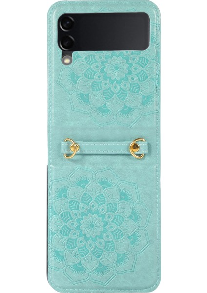 Samsung Galaxy Z Flip5 Mavi Için Mandala Kabartma Çantası (Yurt Dışından)