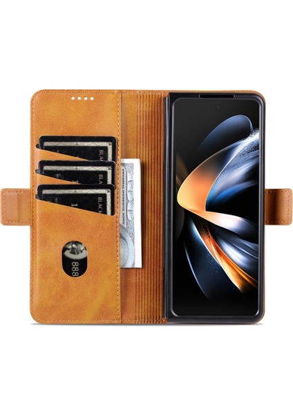Samsung Galaxy Z Fold5 5g Açık Kahverengi Için Azns Buzağı Doku Kılıfı (Yurt Dışından)