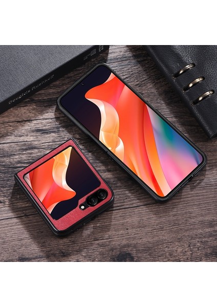 Samsung Galaxy Z Flip5 Için Deri Doku Telefon Kılıfı (Yurt Dışından)