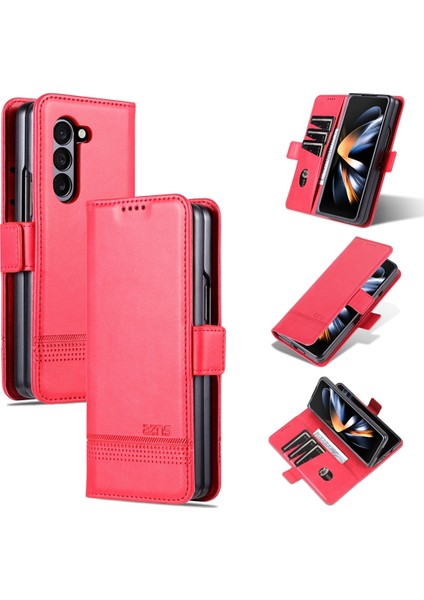 Samsung Galaxy Z Fold5 5g Kırmızı Için Azns Buzağı Doku Kılıfı (Yurt Dışından)