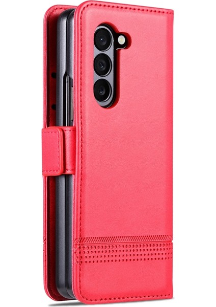 Samsung Galaxy Z Fold5 5g Kırmızı Için Azns Buzağı Doku Kılıfı (Yurt Dışından)