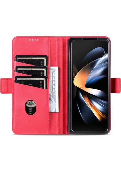 Samsung Galaxy Z Fold5 5g Kırmızı Için Azns Buzağı Doku Kılıfı (Yurt Dışından)