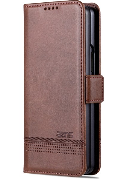 Samsung Galaxy Z Fold5 5g Koyu Kahverengi Için Azns Buzağı Doku Kılıfı (Yurt Dışından)