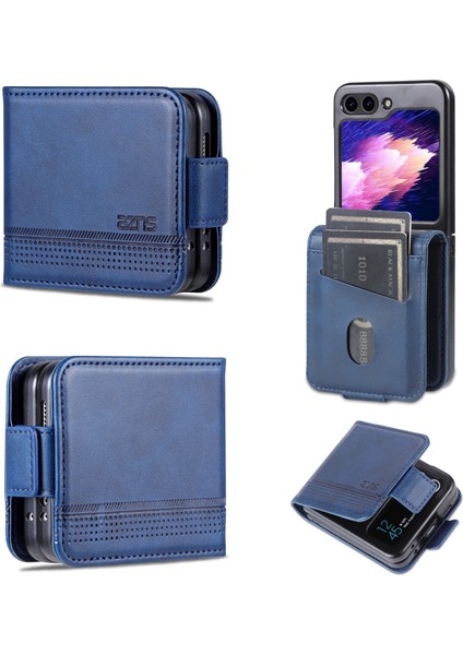 Samsung Galaxy Z Flip5 5g Koyu Mavi Için Azns Buzağı Doku Kılıfı (Yurt Dışından)