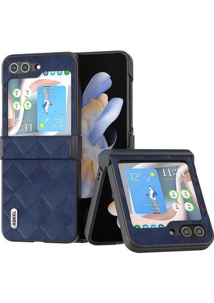 Samsung Galaxy Z Flip5 Mavi Için Abeel Weave Ekose Telefon Kılıfı (Yurt Dışından)