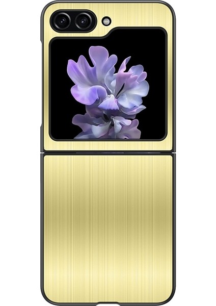 Samsung Galaxy Z Flip5 Altın Için Paslanmaz Çelik Telefon Kılıfı (Yurt Dışından)