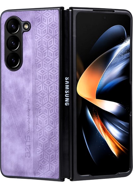 3D Kabartmalı Cilt Samsung Galaxy Z Fold5 Mor Için Telefon Kılıfı (Yurt Dışından)