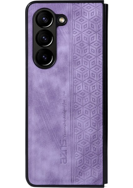 3D Kabartmalı Cilt Samsung Galaxy Z Fold5 Mor Için Telefon Kılıfı (Yurt Dışından)