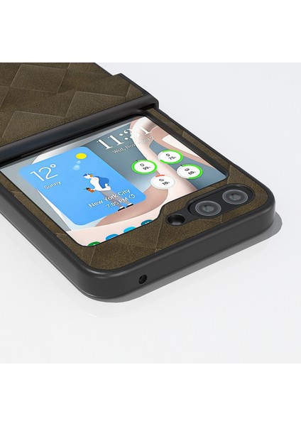Samsung Galaxy Z Flip5 Green Için Abeeel Weave Ekose Telefon Kılıfı (Yurt Dışından) modelleri