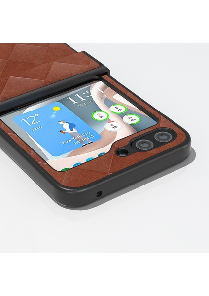 Samsung Galaxy Z Flip5 Brown Için Abeel Weave Ekose Telefon Kılıfı (Yurt Dışından) modelleri