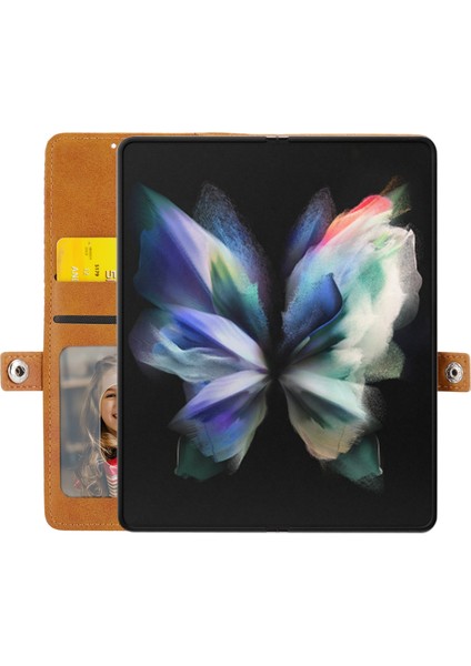 Samsung Galaxy Z Fold5 Sarı Için Kübik Doku Deri Kasa (Yurt Dışından) modelleri