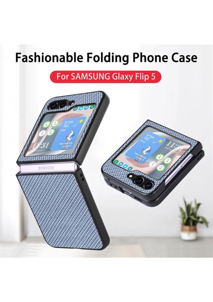 Samsung Galaxy Z Flip5 Mavi Için Karbon Fiber Geri Telefon Kılıfı (Yurt Dışından) modelleri