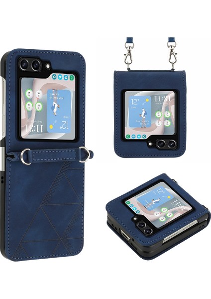 Samsung Galaxy Z Flip5 5g Mavi Için Pu Telefon Kasası (Yurt Dışından)