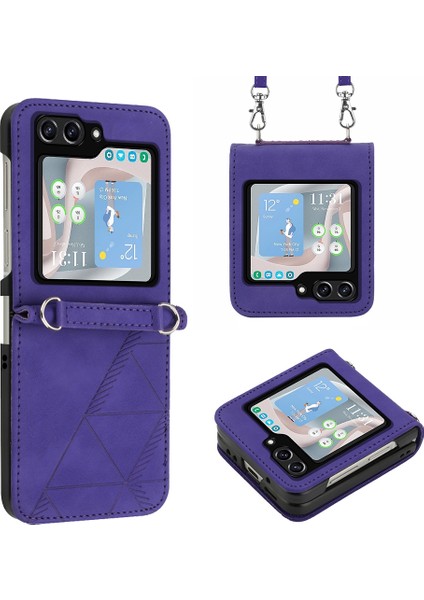 Samsung Galaxy Z Flip5 5g Mor Için Pu Telefon Kılıfı (Yurt Dışından)