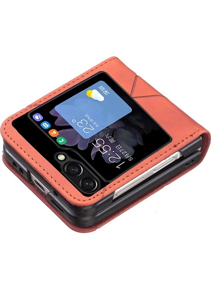 Samsung Galaxy Z Flip5 Kahverengi Için Eşkenar Dörtgen Deri Kasa (Yurt Dışından) fırsatları