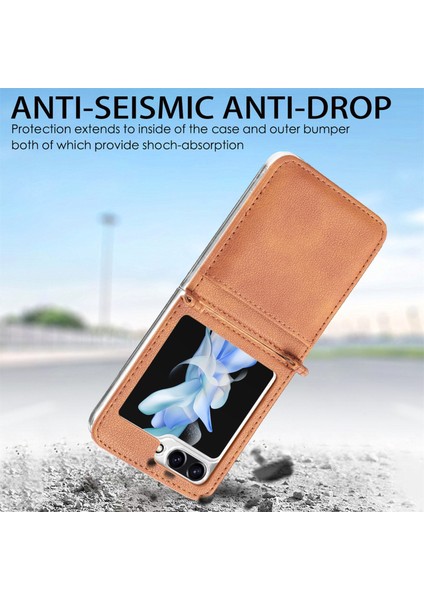 Litchi Doku Pu Samsung Galaxy Z Flip5 Için Telefon Kılıfı (Yurt Dışından) fırsatları