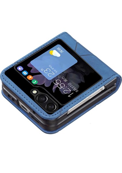 Samsung Galaxy Z Flip5 Mavi Için Eşkenar Dörtgen Deri Kılıfı (Yurt Dışından) fırsatları