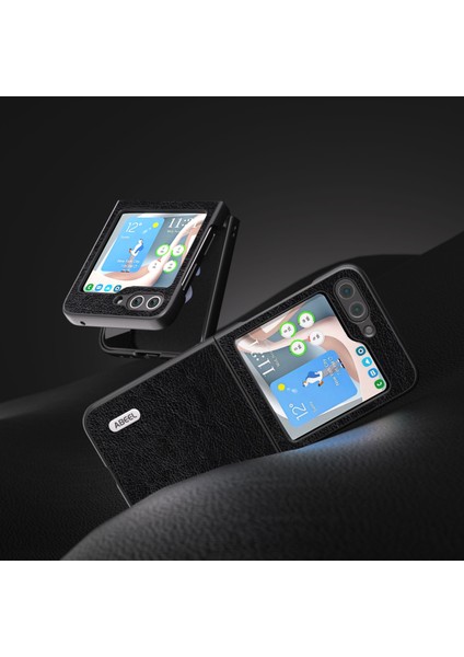 Samsung Galaxy Z Flip5 Siyah Için Abeel Retro Litchi Doku Kılıfı (Yurt Dışından)