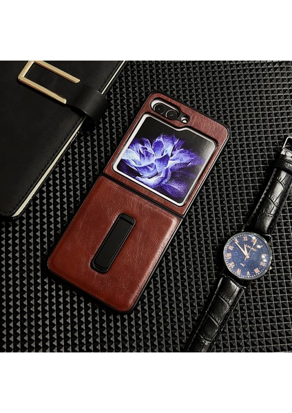 Samsung Galaxy Z Flip5 Için Çılgın At Doku Tutucu Kılıf (Yurt Dışından)