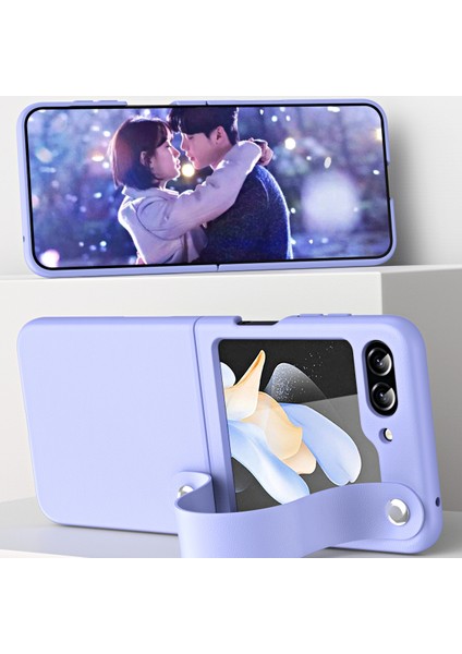 Samsung Galaxy Z Flip5 Mor Için El Kayışı Tipi Pu Kılıf (Yurt Dışından) modelleri