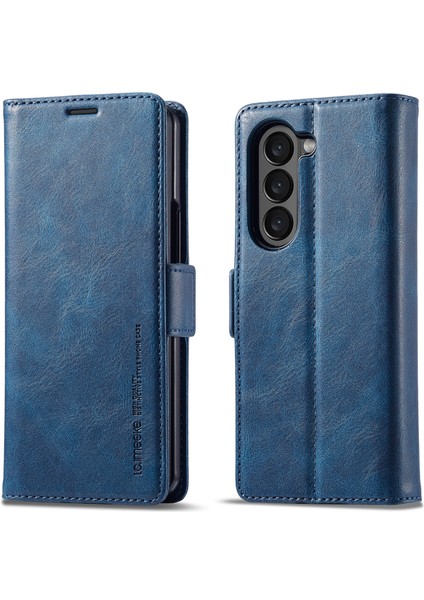 Samsung Galaxy Z Fold5 Mavi Için Rfıd Deri Telefon Kılıfı (Yurt Dışından)
