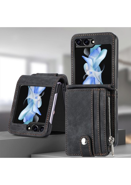 Samsung Galaxy Z Flip5 Siyah Için Fermuar Cüzdanı Pu Telefon Kasası (Yurt Dışından) fiyatları