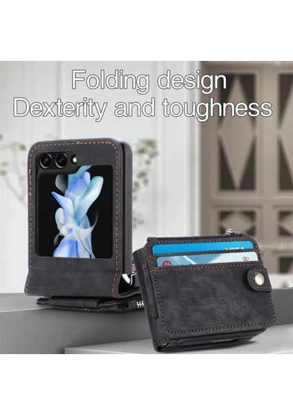 Samsung Galaxy Z Flip5 Siyah Için Fermuar Cüzdanı Pu Telefon Kasası (Yurt Dışından) fırsatları
