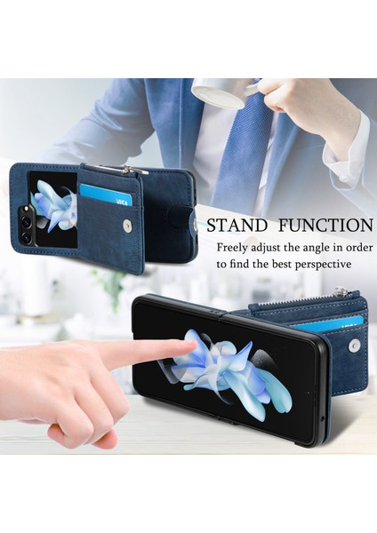 Samsung Galaxy Z Flip5 Mavi Için Fermuar Cüzdanı Pu Telefon Kasası (Yurt Dışından) modelleri