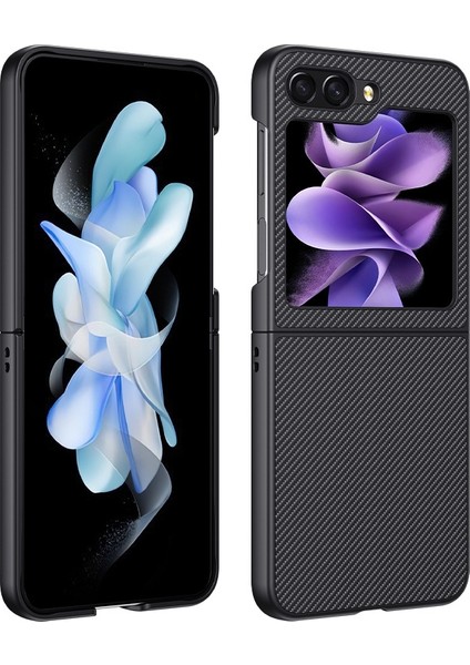 Samsung Galaxy Z Flip5 Siyah Için Karbon Fiber Telefon Kılıfı (Yurt Dışından)