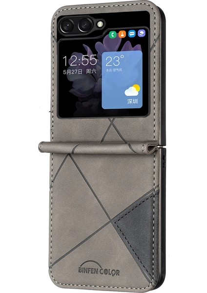 Samsung Galaxy Z Flip5 Gri Için Eşkenar Dörtgen Deri Kasa (Yurt Dışından) fiyatları