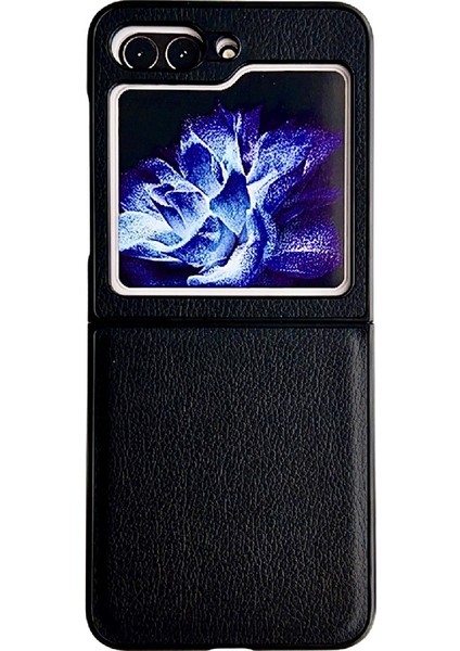 Samsung Galaxy Z Flip5 Siyah Için Litchi Doku Pc +Tpu Kılıf (Yurt Dışından)